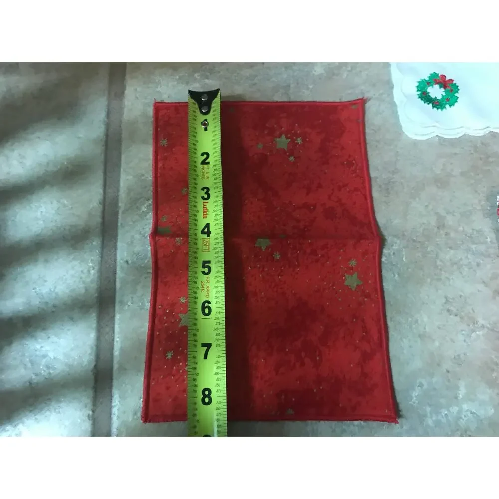 Christmas Napkin‎ KITCHEN TOWEL Lot HANDMADE Green Red White Holiday Wreath